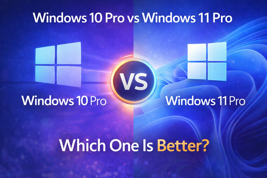 Windows 10 Pro vs Windows 11 Pro comparison showing which Microsoft operating system is better for performance, features and compatibility