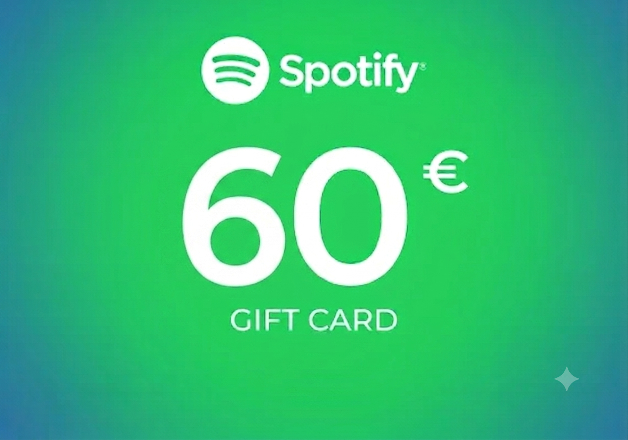 Spotify gift card 60 euro EU instant digital delivery 6 months Premium for 62.99 €